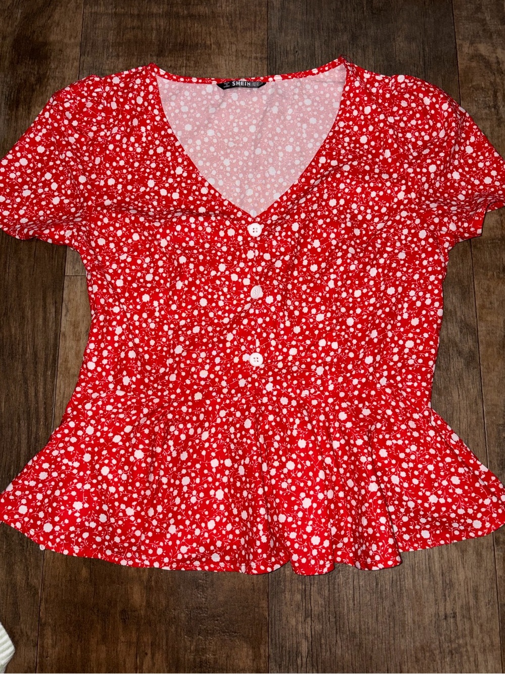 SHEIN Floral Peplum Top Size Small
